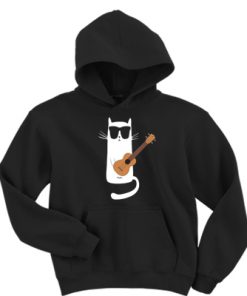 Sunglasses Cat Playing Guitar Hoodie