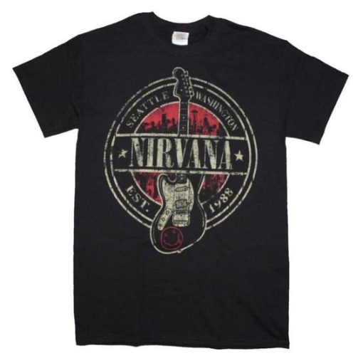 Nirvana Established 1988 Guitar Stamp T-shirt